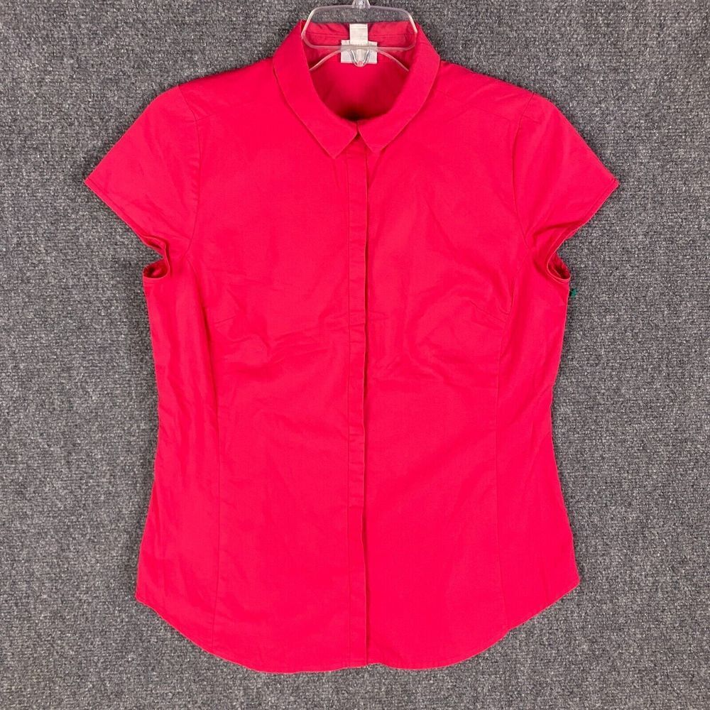 Worthington Button Up Top Women's Medium Pink Cotton Blend Stretch M